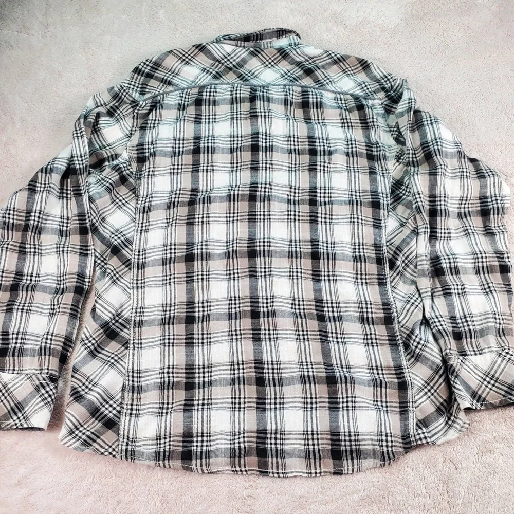 BKE Athletic Fit Plaid Long Sleeve Button Down Shirt XL Black White Tan 11597FPW